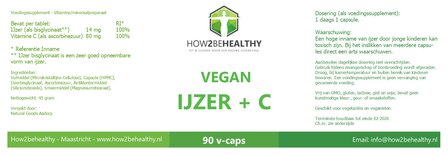 How2behealthy - Vegan IJzer + C - 90 tabletten