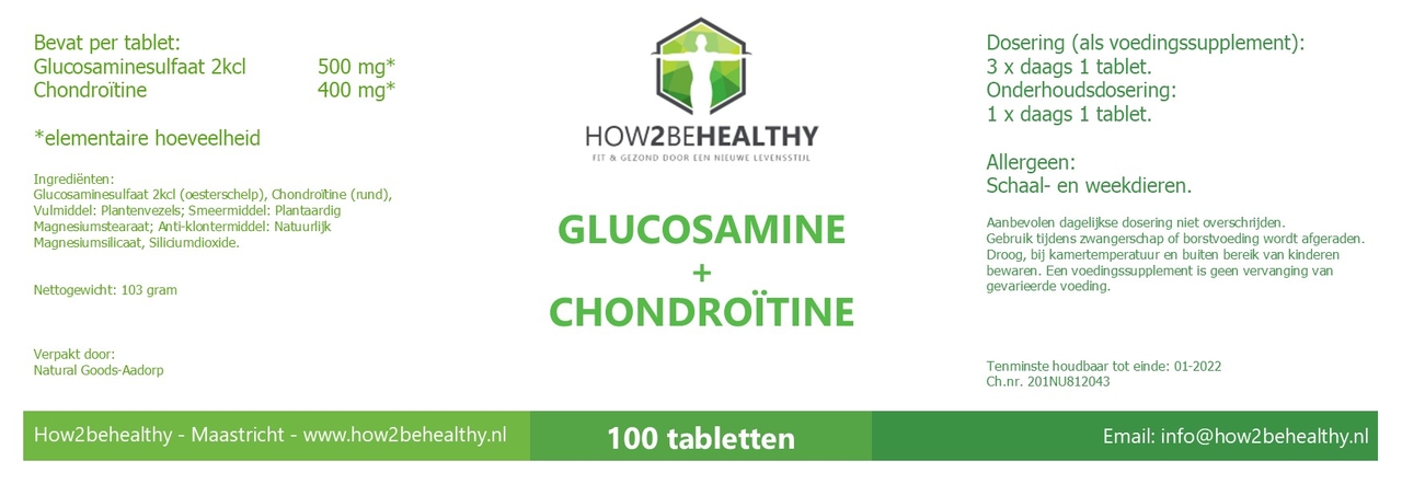 Eerste Tegenstander Afrekenen How2behealthy - Glucosamine - chondroitine 5:4 - 100 tabletten